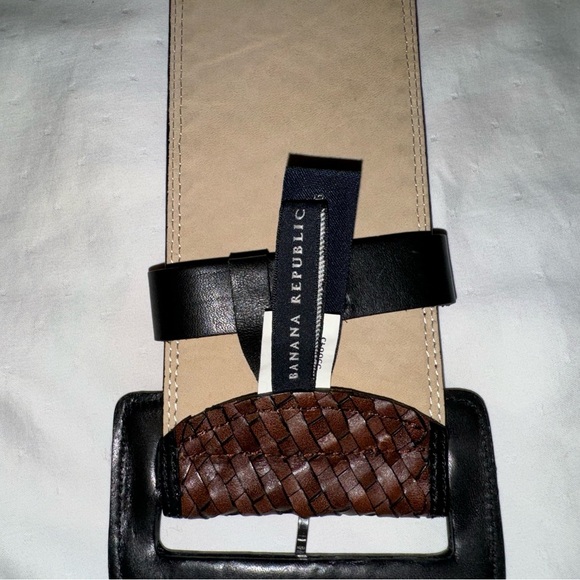 BANANA REPUBLIC LEATHER WOVEN WIDE BELT SIZE XS - Picture 6 of 11
